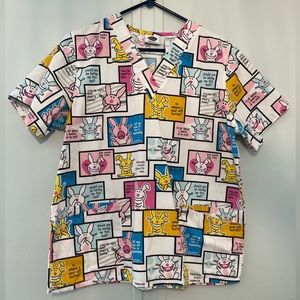 💗Happy bunny scrub top size medium💗